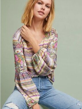 Anthropologie Maeve Ceresco Peasant Top Size XS